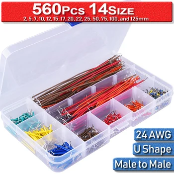 

Breadboard Cable M-M Jumper 560 Pcs 14Size DIY Kit For Arduino 2-125mm Lead Solderless Breadboard Cable Dupont Wire U Shape