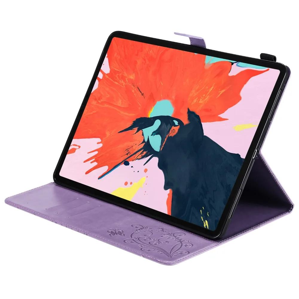 Чехол для планшета для Ipad Pro 12,", откидная крышка-подставка с 3D бабочкой, кожаный чехол-кошелек с рисунком, зажим для Ipad Pro 12,9"+ ручка