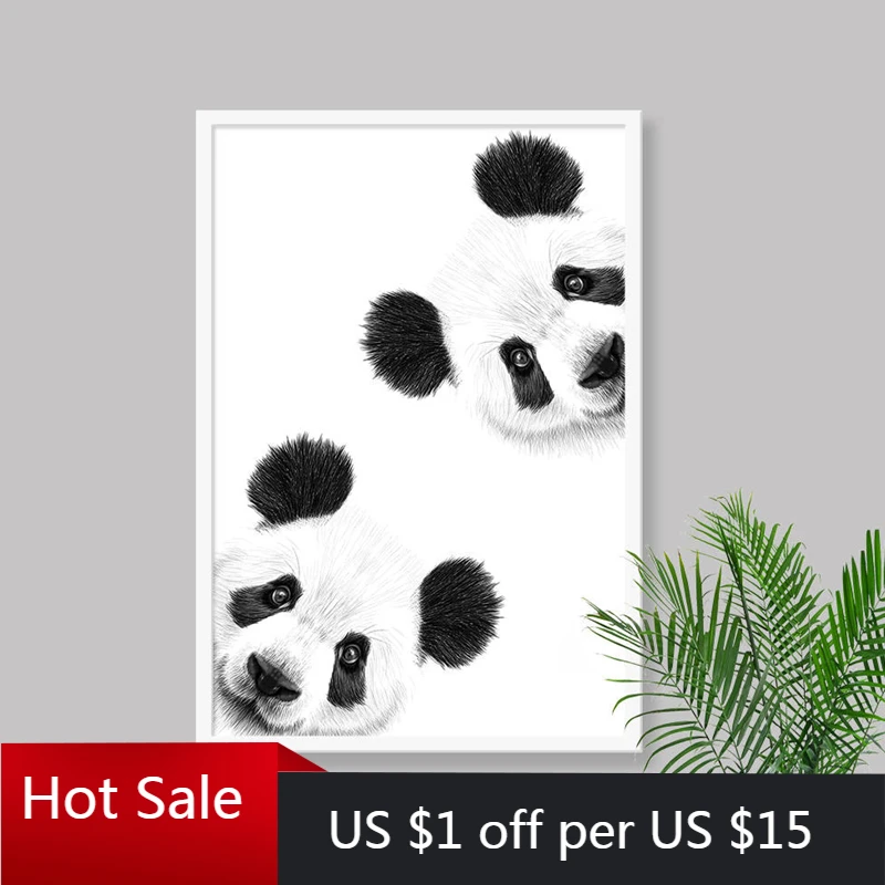 Cute Curious Panda Drawing Canvas Painting Nursery Wall Art Print Lovely  Animal Pandas Picture Posters Aesthetic Room Decor|Vẽ Tranh & Thư Pháp| -  AliExpress