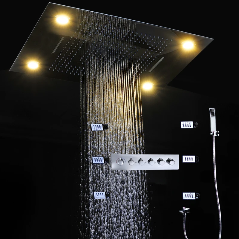 Bathroom Large Rain Shower Set Ceiling Led Shower Head Waterfall