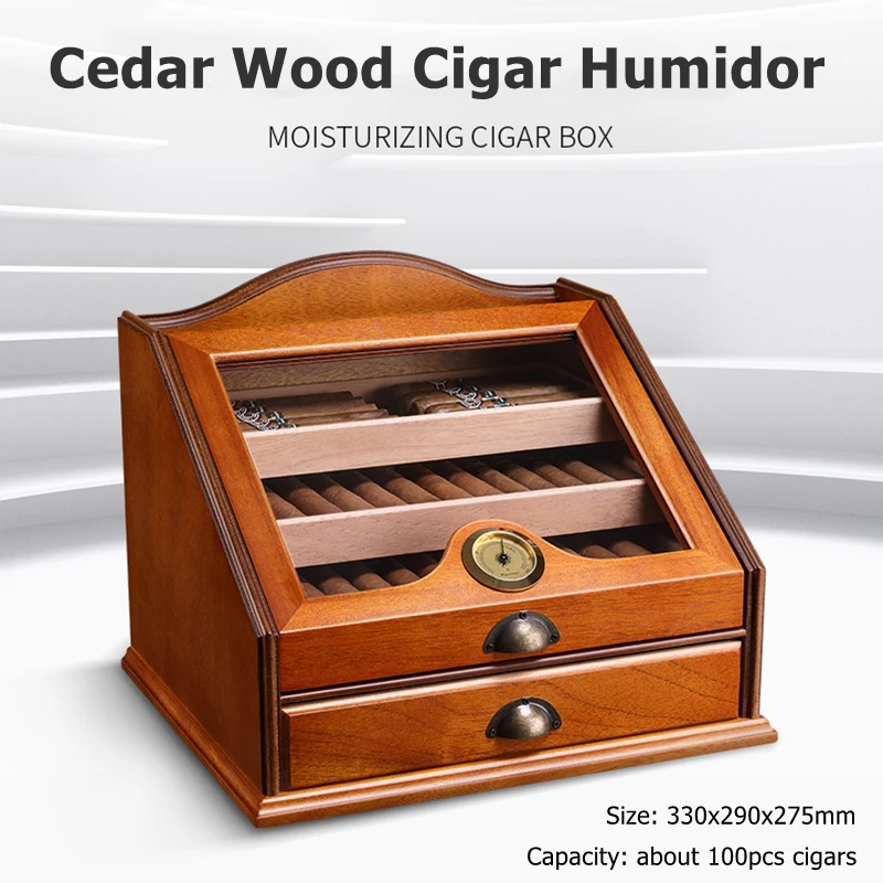 Cedar Wood Cigar Humidor 330x290x275mm Portable Cabinet Aromatic 100 ...
