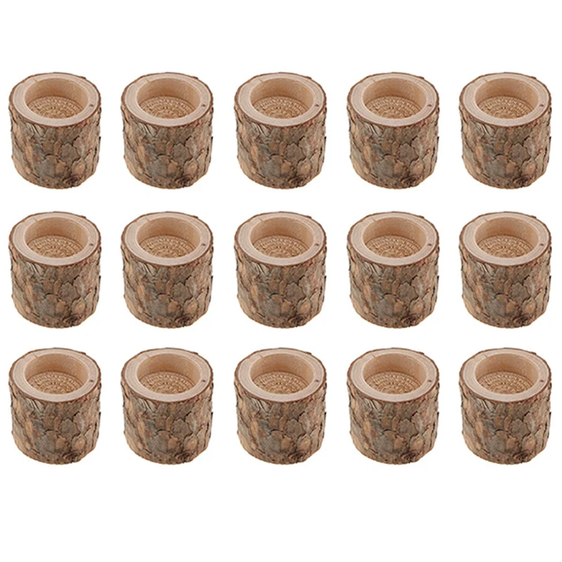 15Pcs Natural Wooden Candlestick Candle Holder Home Table Decoration Dinner Plant Flower Pot Handicraft Handmade Ornaments | Дом и сад