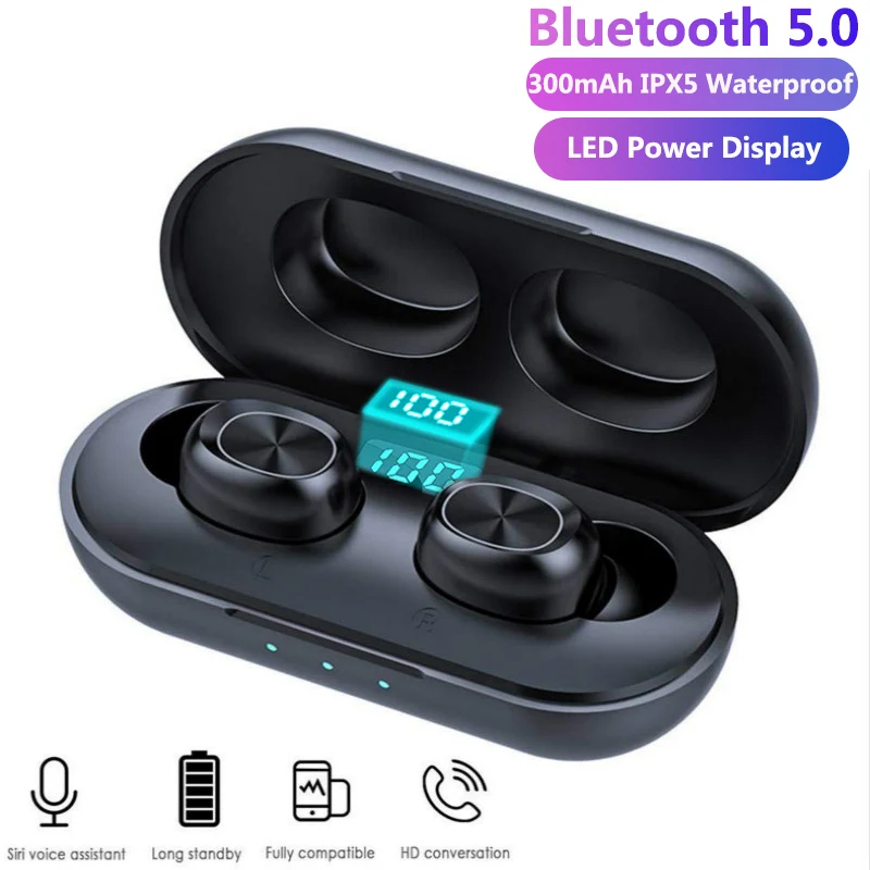 

TWS Bluetooth Earphones Streo Wireless Earbuds with LED Power Display Case 3D Stereo Sound IPX5 Waterproof Whit Charging Box