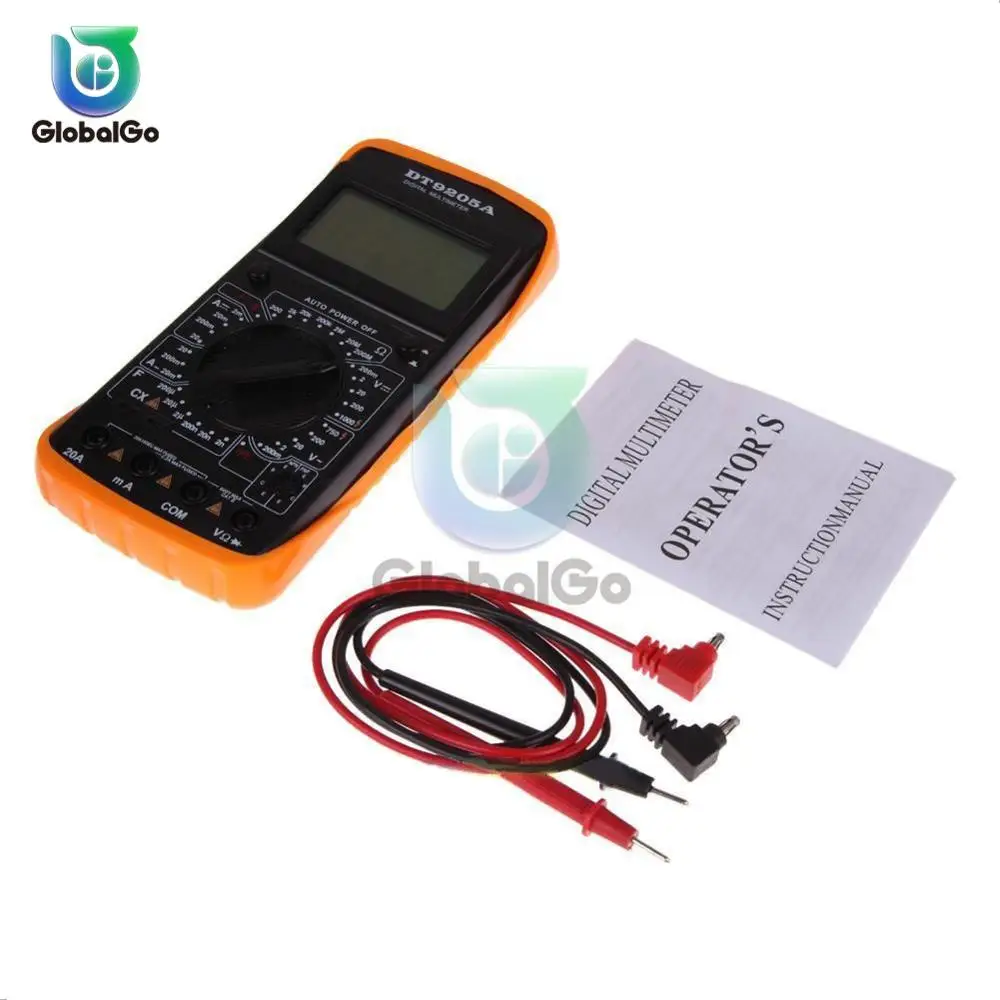 

DT9205A LCD Digital Multimeter Multimetro Ammeter Voltmeter Resistance Capacitance AC/DC Volt Amp Ohm Meter Tester With Probe