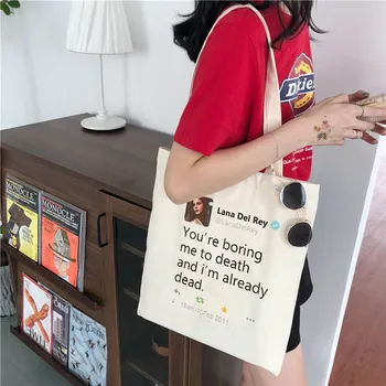 

Women Shoulder Bag Canvas Bag Cute Cartoon Art You Bored Me To Death I'm Dead Houlder Bag on White Canvas Women's Interesting