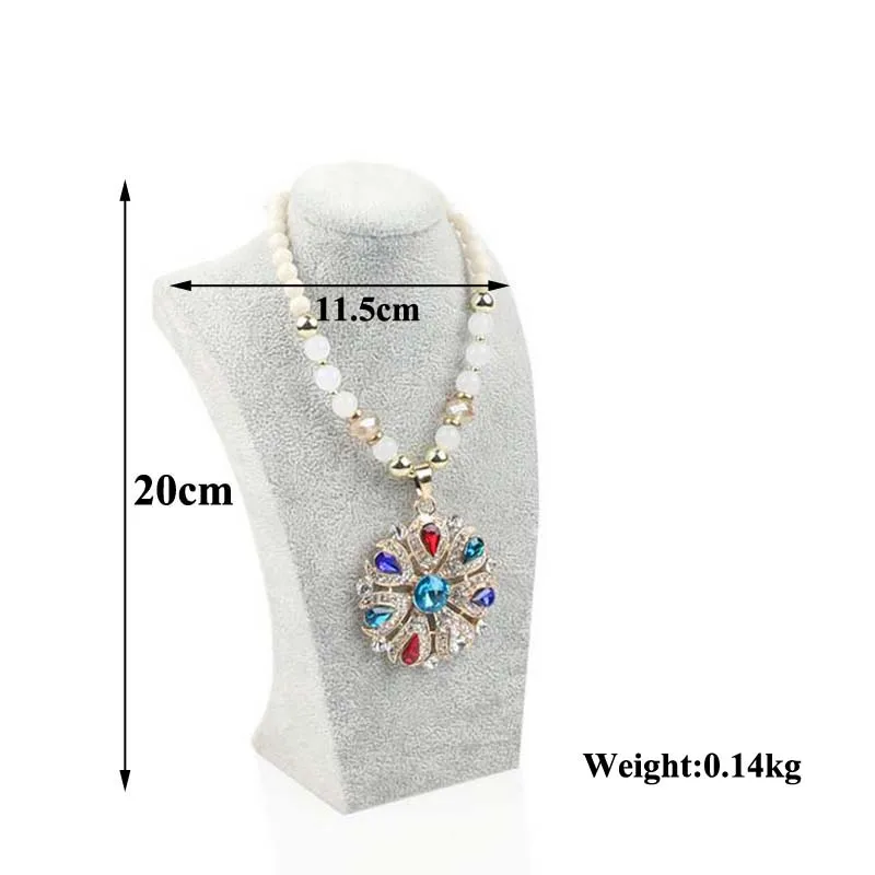 Luxury Velvet Jewelry Model Bust Show Exhibitor 5 Sizes Options Gray Display Necklace Pendants Mannequin Jewelry Stand Organizer