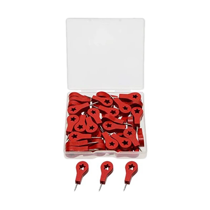 40 Pcs Wood Push Pins Decorative Map Thumb Tacks for Travel Hanging Art