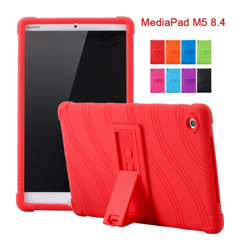 

For Huawei MediaPad M5 8.4 inch Silicone Tablet Case SHT-W09 SHT-AL09 Kickstand Shockproof Cover M5 8.4 Back Cover