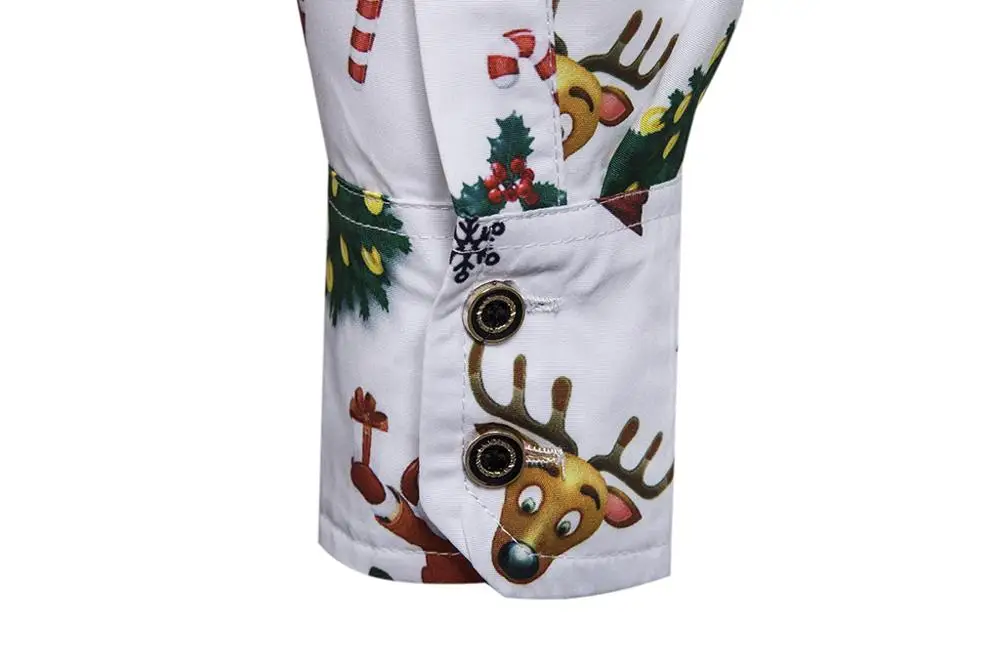 Модная Рождественская тема мужская рубашка мужские весенне-осенние повседневные рубашки с длинными рукавами с отворотом Топы Одежда