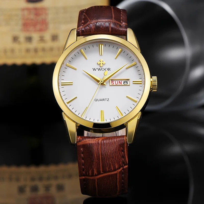 WWOOR Mens Watches 2020 Fashion Classic Watch For Men Top Brand Luxury Gold Quartz Wrist