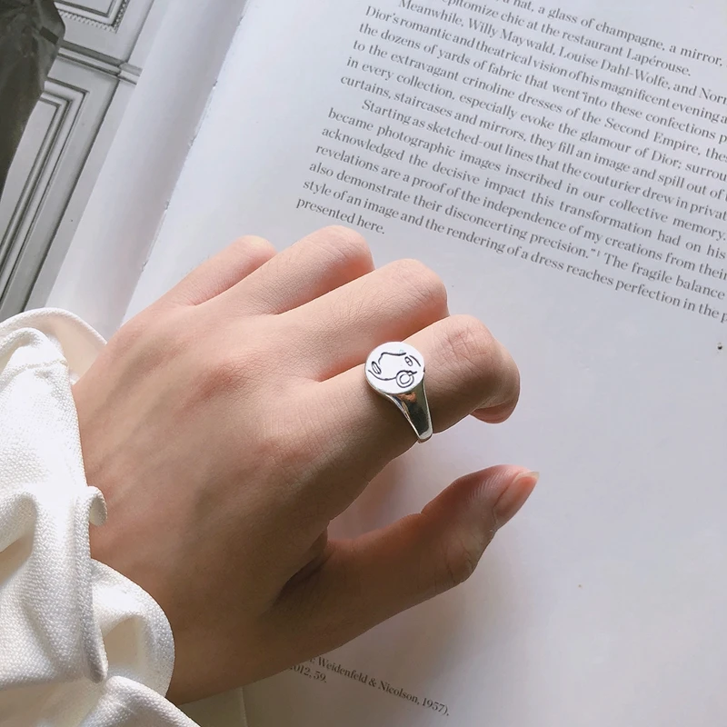 LouLeur Настоящее серебро 925 пробы кольцо для лица горячая распродажа Женские минималистичные Открытые Кольца для женщин новые модные ювелирные изделия подарки