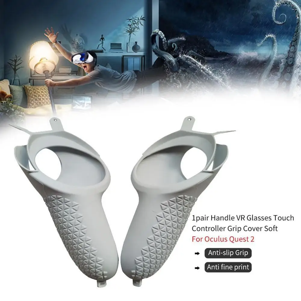 Gafas de protección antigolpes y antiarañazos, lentes de VR suaves, control táctil, cubierta de agarre resistente al desgaste para Oculus Quest 2, 1 par