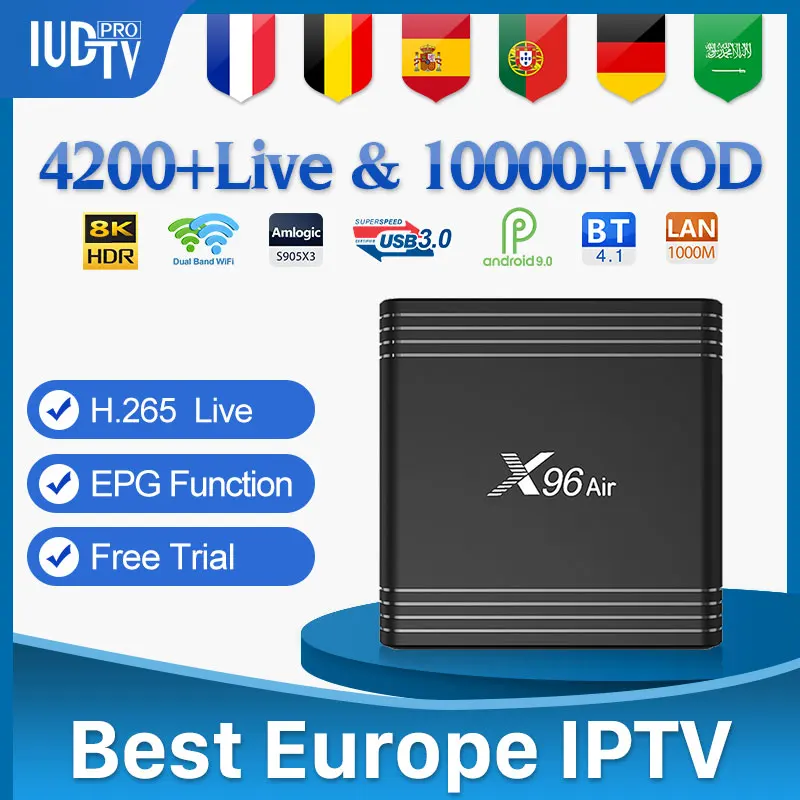 

Sweden IPTV France Spain Portugal Android box IUDPRO IPTV subscription X96 Air S905X3 H.265 IPTV Belgium German France IP TV X96