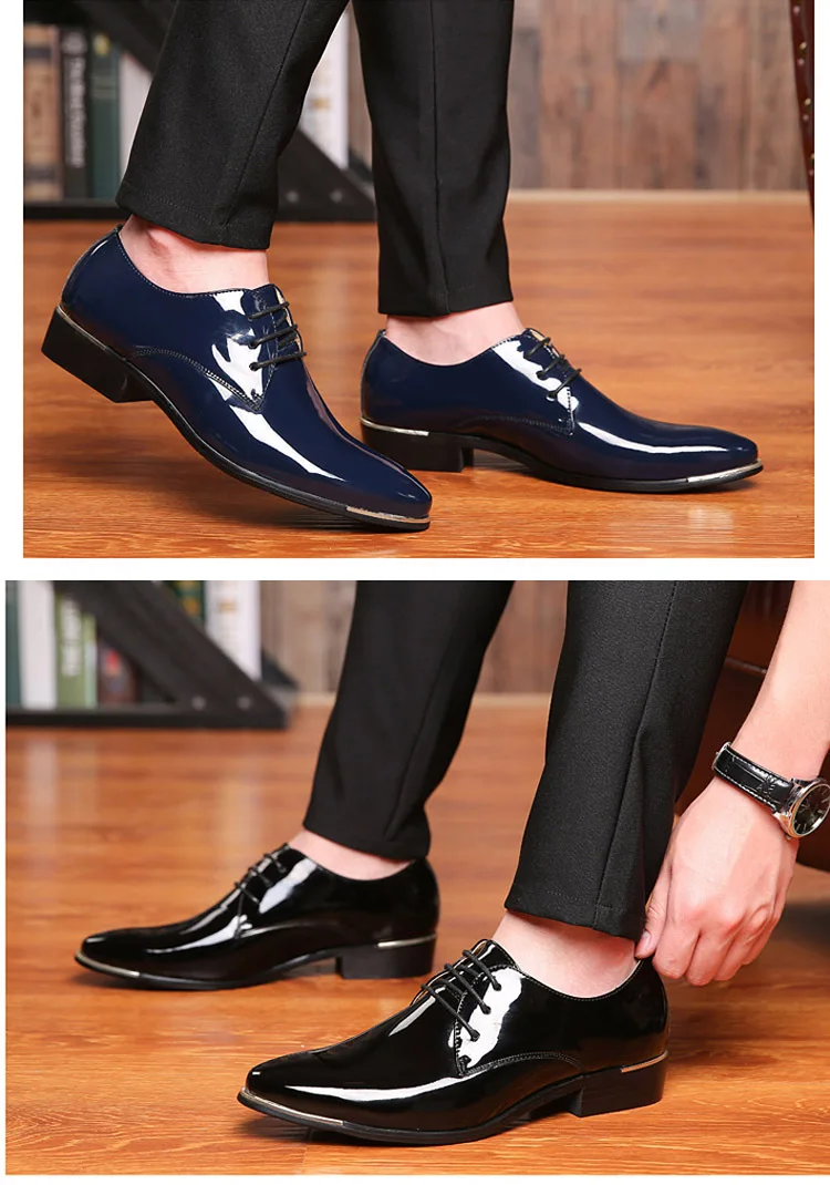 Size38-48 мужские официальные кожаные туфли из лакированной кожи Мужская классическая Свадебная модельная обувь заостренная официальная Белая обувь для мужчин, Дерби, Homme Cuir