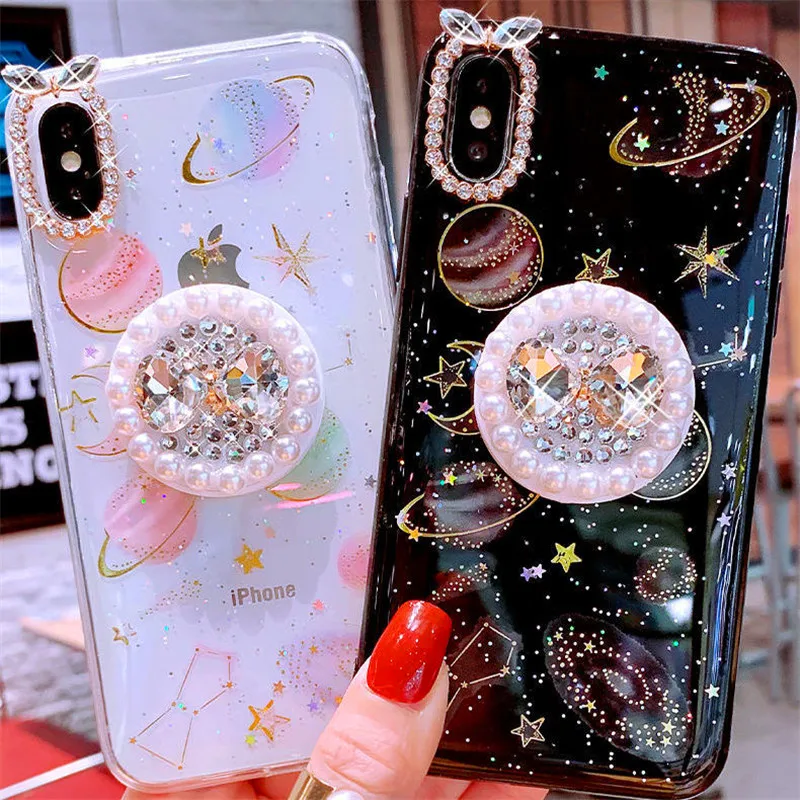 Стразы звездой из жемчужин и подставка для iphoneX мобильный телефон оболочки iPhone11pro