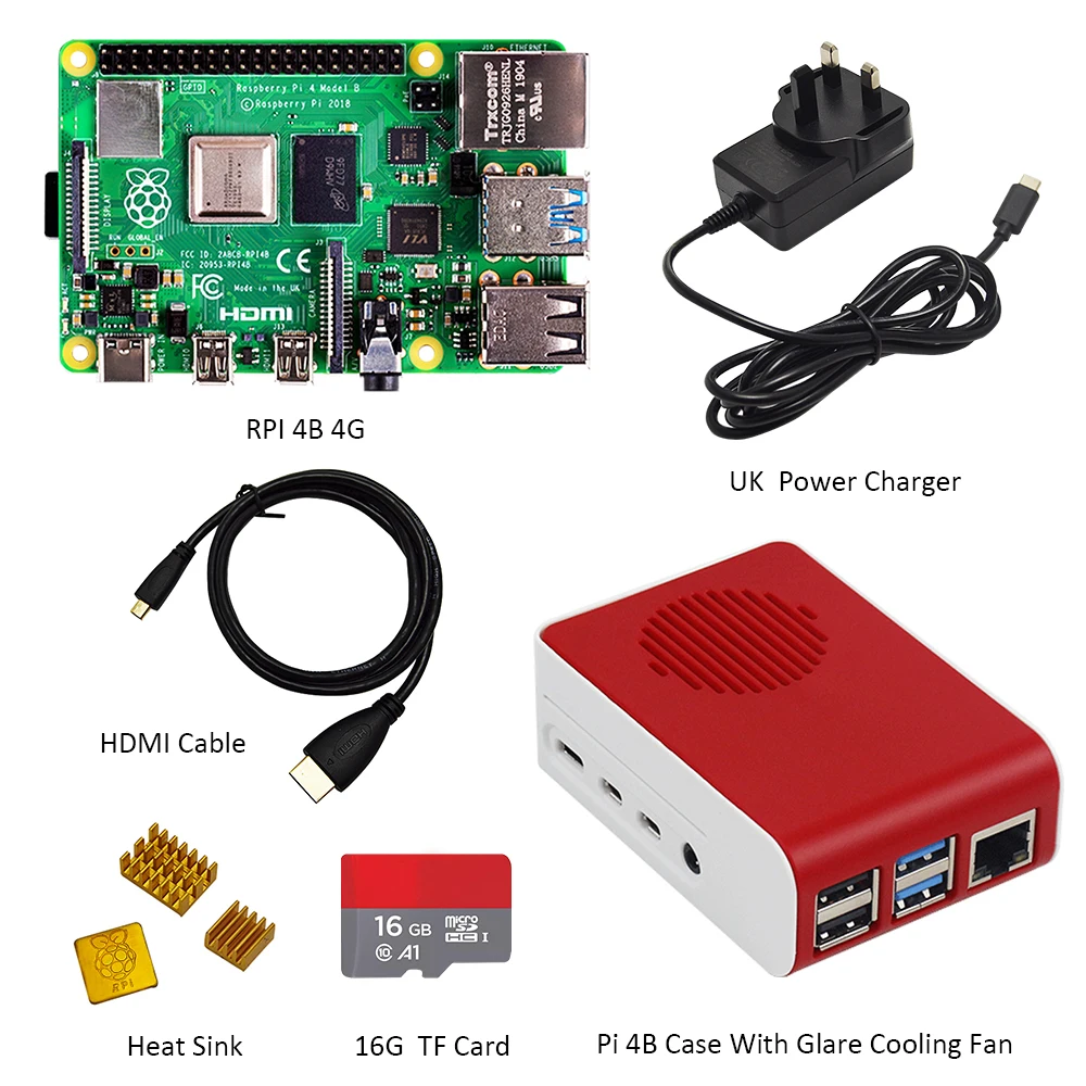 2019 Raspberry Pi 4 Model B Kit 4GB + чехол с вентилятором EU/US/UK Type C 5V/3A зарядное устройство кабель