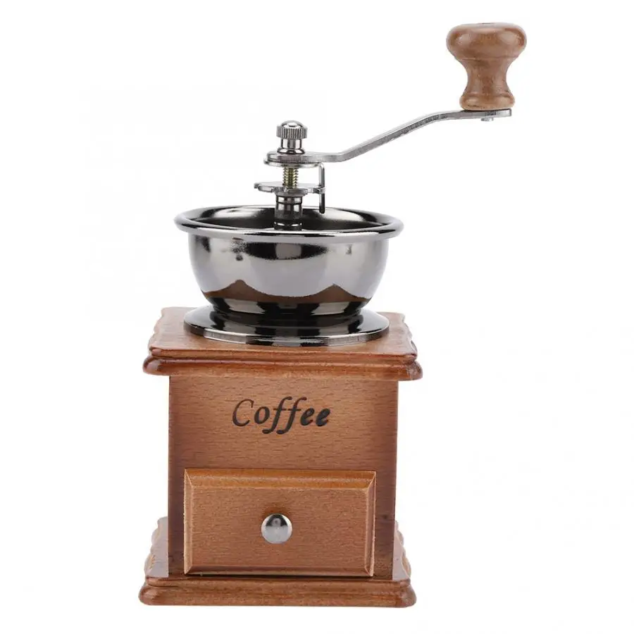 Cafetera Кофеварка мельница деревянный металлический дизайн ретро мини ручная кофемолка ручная машиная бобовая коническая заусенца Новинка