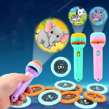 Lampe torche avec projecteur, jouet éducatif pour enfants, joli dessin animé, livre d'histoire de sommeil, cadeau d'anniversaire pour bébé