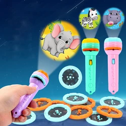 Lanterna de brinquedo com lâmpada para projetor, brinquedo educativo infantil, fofo, desenho animado, livro de história dormir para bebês, presente de aniversário