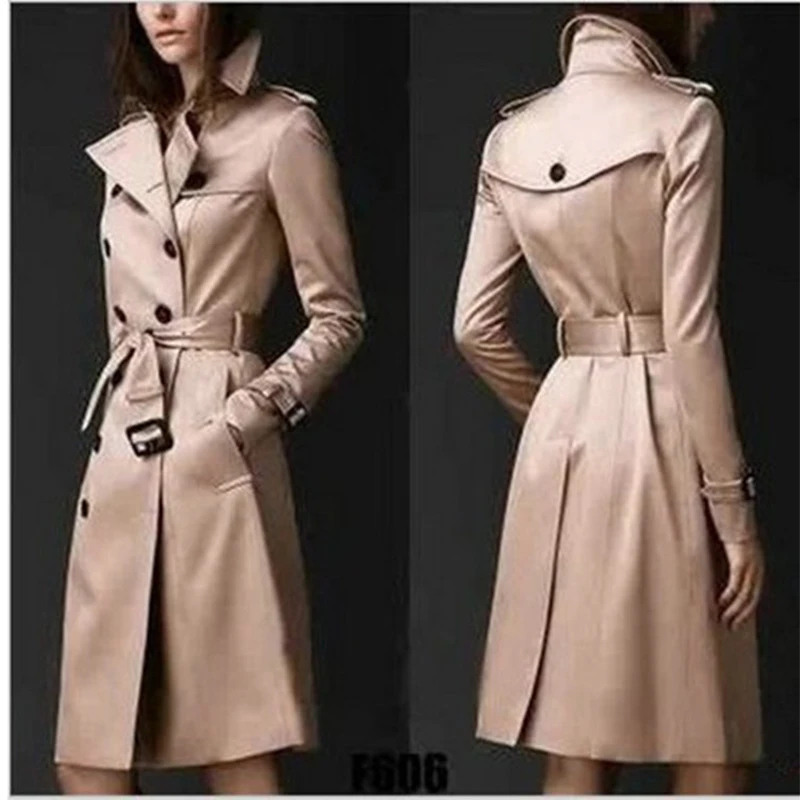 Goede 2019 Herfst Nieuwe Vrouwen Trenchcoat Lange Windjack Mode Trend Double Breasted Slanke Lange Geul bovenkleding vrouwelijke