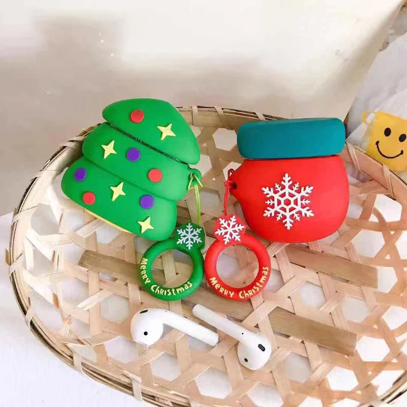 

Cute Earphone Case Gingerbread Man Santa Glove Tree Suitable for Air-Pods 1 2 Wireless Bluetooth Headset Kawaii Christmas Gift