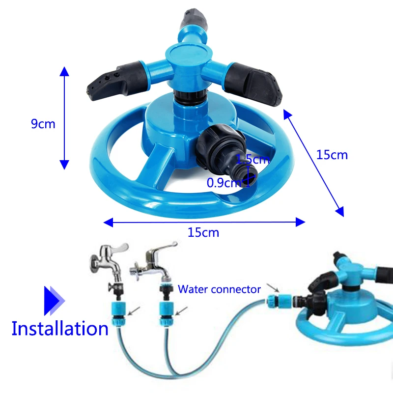 New Sprinkler Automatic 360° Rotating Garden Water Sprinklers Lawn Irrigation 1x