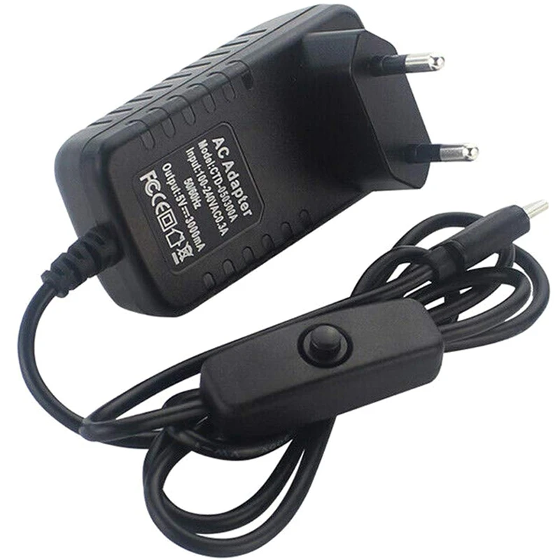 

for Raspberry Pi 4B Power Supply 5V 3A Type-C Power Adapter with ON/OFF Switch USB-C Charger EU Plug