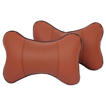 

2 x Car Neck Pillow, Comfortable Soft Breathable Leather Car Head Neck Rest Cushion Relax Neck Support Headrest Pillows for Car