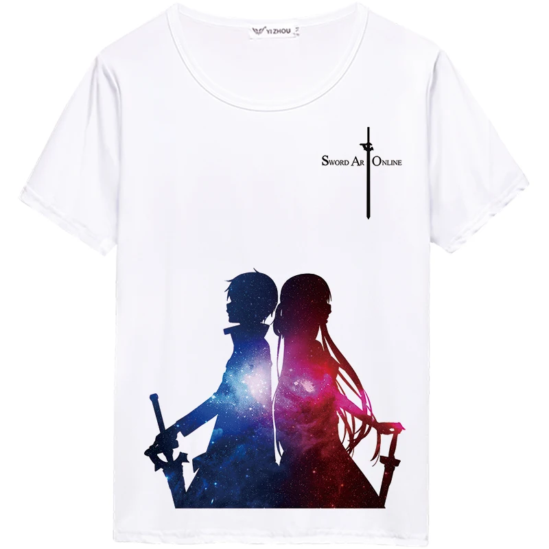 Sword Art Online Cosplay T Shirt Japanese Anime Yuuki Asuna Kirito Summer T-Shirt Cartoon Short Sleeves Top Tee Costume