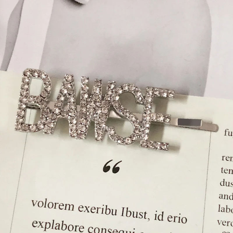 BAWSE 1 шт. серебристого цвета для девочек/богатый буквы Заколки для волос с украшением в виде кристаллов заколки Стразы шпильки для волос заколка для волос, для укладки волос аксессуары для макияжа для Для женщин - Цвет: BAWSE