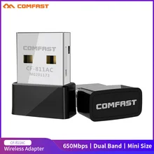 Mini adaptateur USB WiFi, 5.8GHz + 2.4GHz, 650Mbps, carte réseau sans fil, récepteur Wifi 802.11ac Lan, Dongle