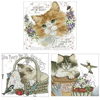 

Kitten series patterns Counted Cross Stitch 11CT 14CT 18CT DIY Chinese Cross Stitch Kits Embroidery Needlework Sets
