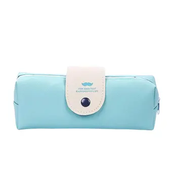 

Fresh Solid Color Simple Large Capacity Pencil Case PU leather Triangle pen bag Stationery Storage Organizer