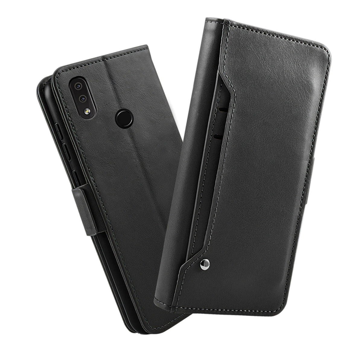 Для Xiaomi Redmi Note 7 Note 7 Pro 7s Отделяемый дизайн из искусственной кожи откидной Чехол-бумажник с магнитной подставкой с функцией крепления на транспортном средстве - Цвет: Черный