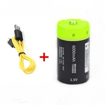 

1PCS Hot sale ZNTER 6000mAh 1.5V rechargeable battery USB size D rechargeable battery with Micro USB cable for fast charging