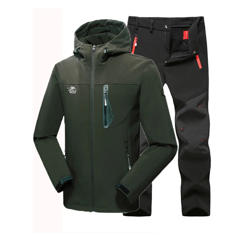 Мужская зимняя водонепроницаемая для рыбалки, катания на лыжах, Походов, Кемпинга, мужчин, теплая флисовая наружная куртка, костюм, брюки, 5XL, плюс размер