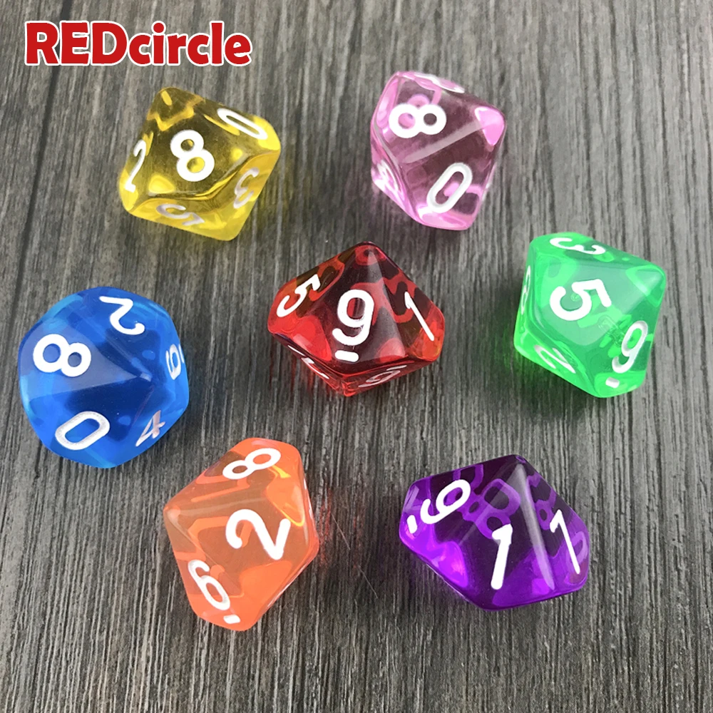 10pcs/Set D10 Dice High Quality Dnd Polyhedral Transparent/Clear Digital for Board Game / Education with Entertainment/Gift | Спорт и