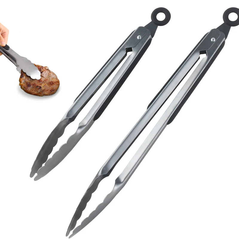 

2pcs Kitchen Tongs Stainless-Steel Locking 12 inch 9inch Set Sturdy Cook and Barbecue (BBQ) Heavy Duty Grill Tong Set