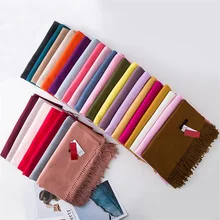 Женский Кашемир однотонного цвета, шарфы с кисточками, женский зимний осенний длинный шарф, женская мягкая теплая шаль, платок, распродажа шерстяных шалей