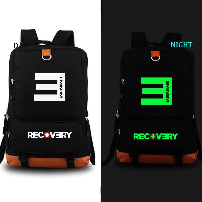 style3 black EMINEM светящийся в темноте Рюкзак Студенческая Школьная Сумка Повседневный рюкзак для мужчин и женщин рюкзак - Цвет: style3 black