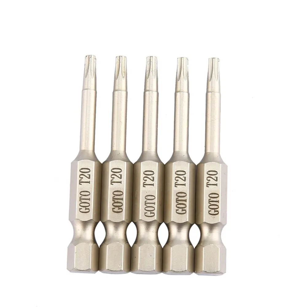 5Pcs Alloy Steel Torx Screwdriver Bit 50mm Long 2.0 Magnetic Household Repair Tools Screwdriver Drill Set Tool