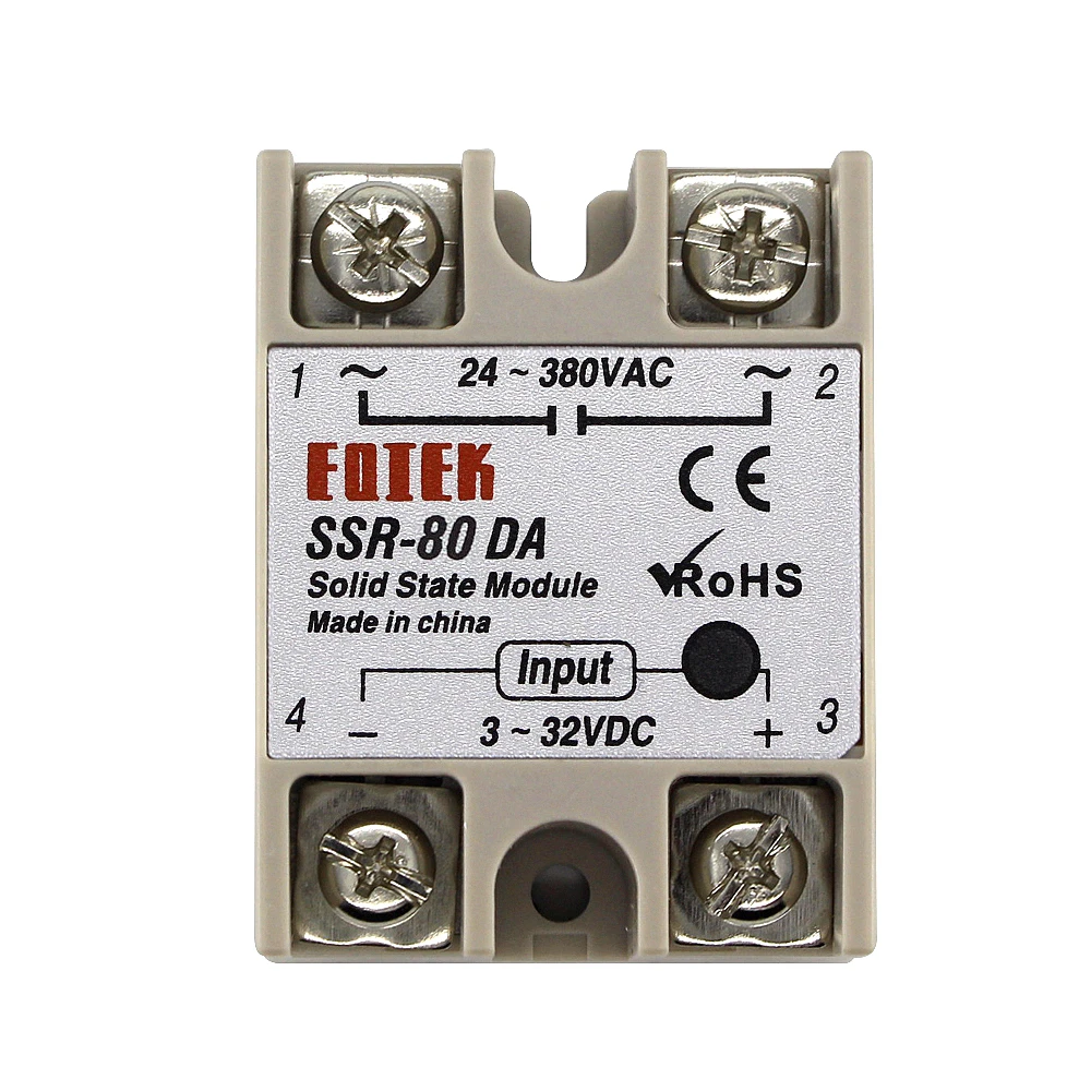 Módulo de relé de estado sólido, saída CA, alta qualidade, 3-32V, SSR-60DA, SSR-80DA, SSR-100DA, 60A, 80A, 100A entrada, 24-380V