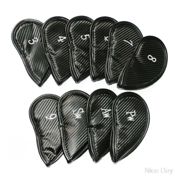 

10 Pcs Portable Golf Club Headcovers PU Waterproof Fairway Hybrid Putter Cover M21 20 Dropship