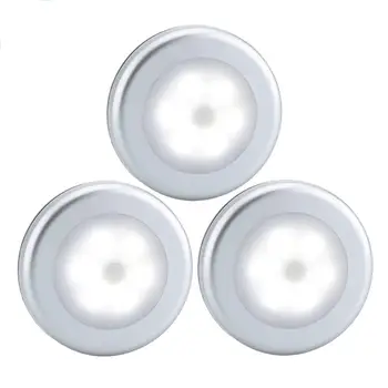 

3pcs Battery Operated IR Motion Sensor LED Night Light Wireless Infrared Induction Lamp for Cabinet Bedside Hallway