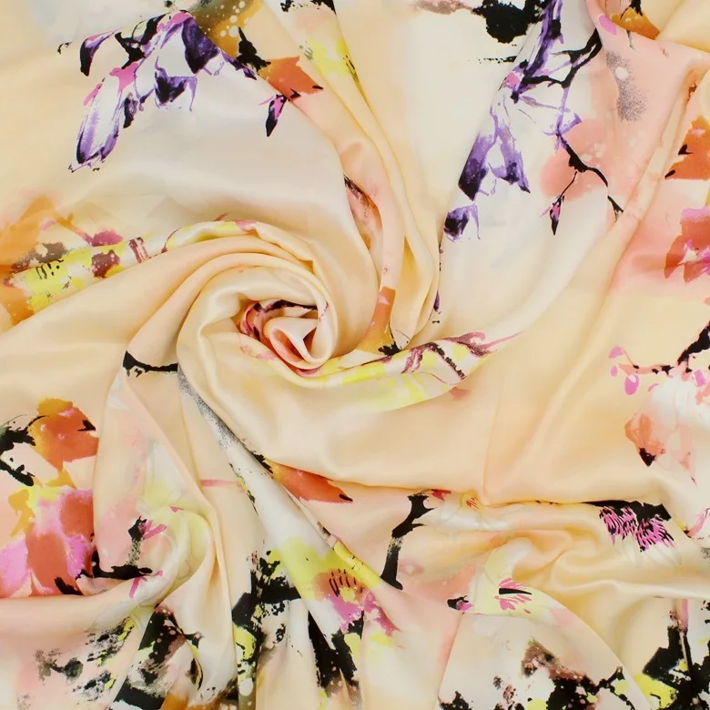 Шелковые ткани для платьев блузки шарфы Одежда метр чистый шелк атлас Шармез 16 мельница Печатный Пион цветочный высокого класса