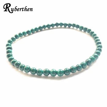 

Ruberthen AAA Grade Malachite Bracelet 4 mm Natural Gem Stone Bracelet for Women Mini Gem Stone Yoga Energy Bracelet