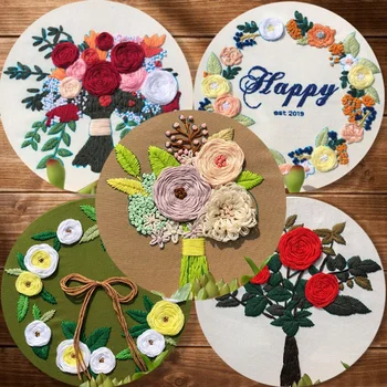 

DIY Handmade Embroidery Full Range Of Embroidery Starter Kit With Pattern Cross Stitch Kit With Bamboo Embroidery Hoop