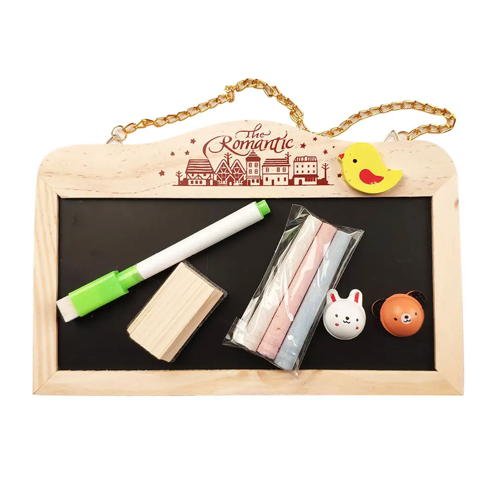 

With Eraser Writing Message Leave Blackboard Double Sided Restaurant Decorative Hanging Party Wooden Mini Bar Coffee Shop