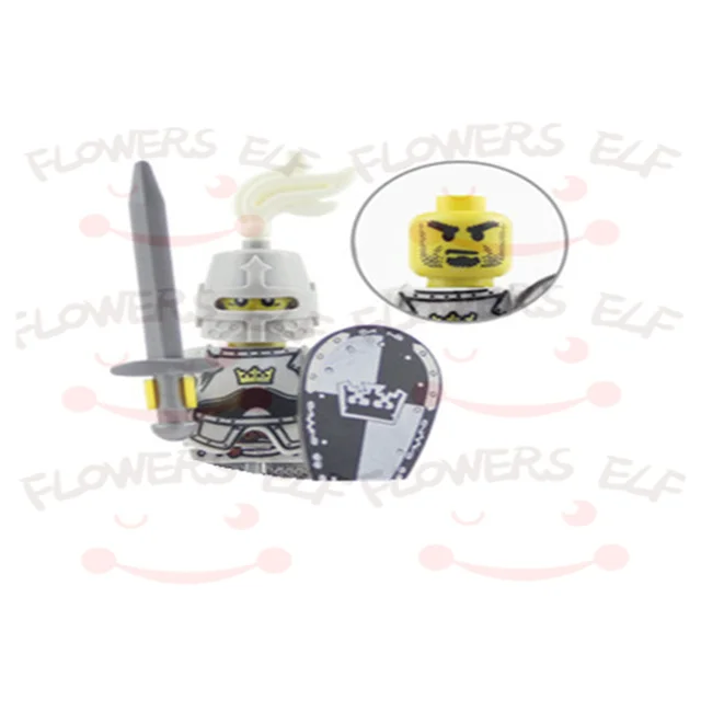 1PCS Blue Lion Red Green Dragon Knight Mini Two-person Villain Middle Age Assembling Building Blocks Children'sToy Medieval Knig 9810B