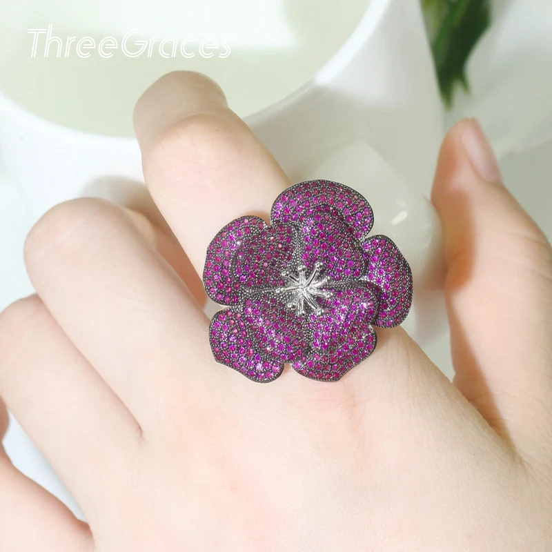 ThreeGraces роскошные розовые красные микро проложить кубический циркон камень